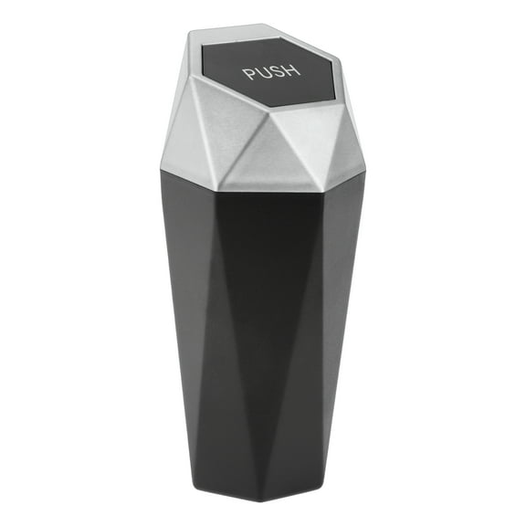 Unique Bargains Car Trash Can Portable Car Cup Holder Plastic Trash Bin Silver Tone 1 Pcs