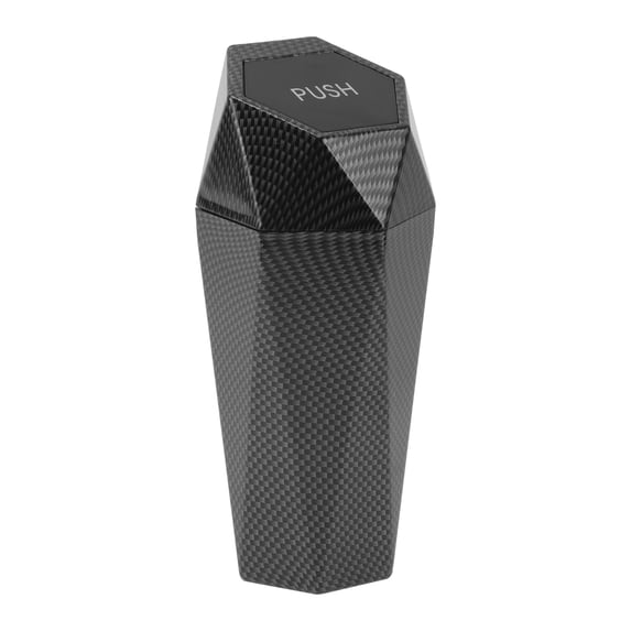 Unique Bargains Car Trash Can Portable Car Cup Holder Trash Bin Carbon Fiber Pattern Black 1 Pcs