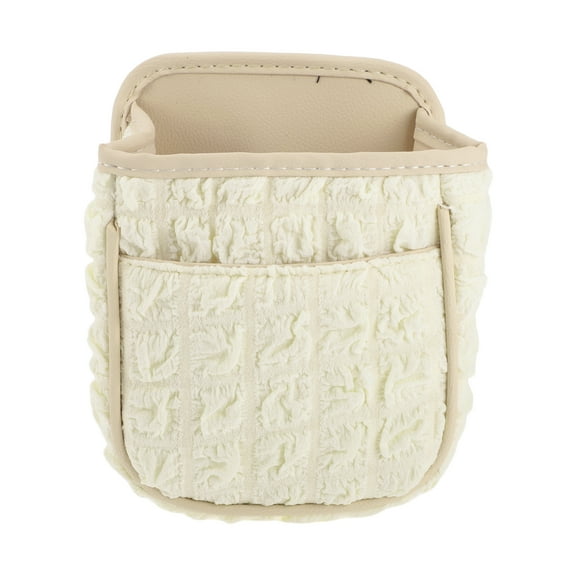 Unique Bargains Car Trash Can Portable and Hanging Front Rear Seat Trash Bin Beige White 1 Pcs