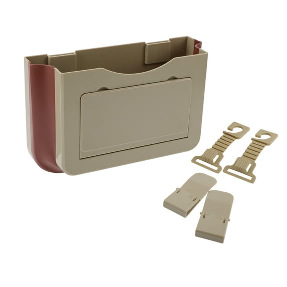 Unique Bargains Car Trash Can With Small Table Foldable Portable Trash Bin 1 Pc Beige