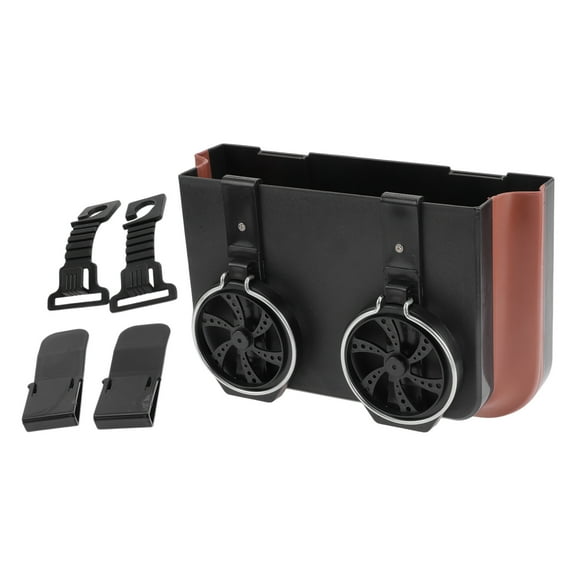 Unique Bargains Car Trash Can With Cup Holder Foldable Portable Trash Bin Black 1 Pc