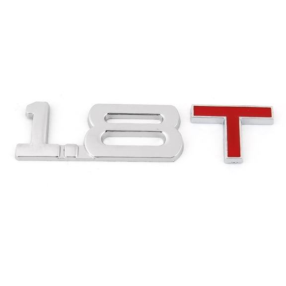 Unique Bargains Car Vehicle Automobile Alloy 1.8T Decal Emblem Badge Sticker 3D Adhesive Silver Tone Red