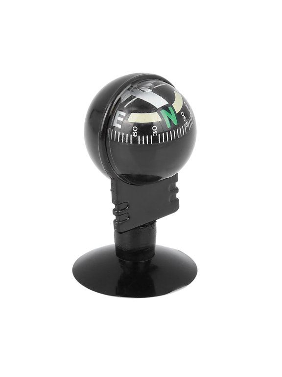 1pc Car Vehicle Compass Ball Sucker Dashboard Mount Navigation Black 32x32x58mm