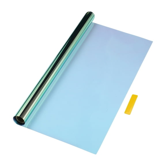 Unique Bargains Car Window Tint Film Chameleon 9.84 ft x 19.69 inch Privacy Film PET Blue Yellow 1 Pc VLT 81% IRR 62% UVR 99.5%