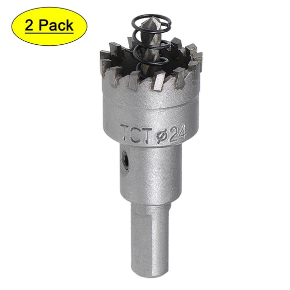 Unique Bargains Carbide Hole Cutter 24mm Hole Saw High Density Cemented Carbide Teeth Triangular Shank for 2Pcs 24mm