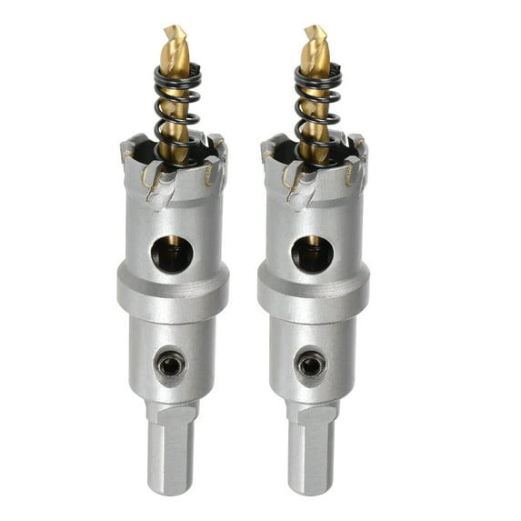 Unique Bargains Carbide Hole Cutter, Hole Saws, Triangular Shank Limit Step, with Center Drill, 2pcs 22mm