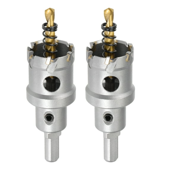Unique Bargains Carbide Hole Cutter, Hole Saws, Triangular Shank Limit Step, with Center Drill, 2pcs 30mm