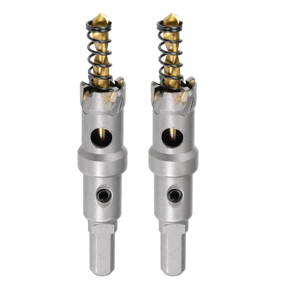 Unique Bargains Carbide Hole Cutter Saws for Stainless Steel Metal Triangular Shank Limit Step with Center Drill 2pcs 18mm
