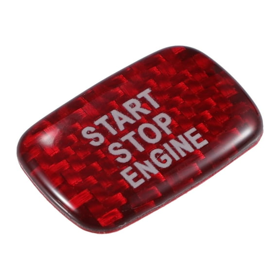 Unique Bargains Carbon Fiber Pattern Engine Start Button Cover Trim for Volvo S60 Push Start Stop Button Sticker Red