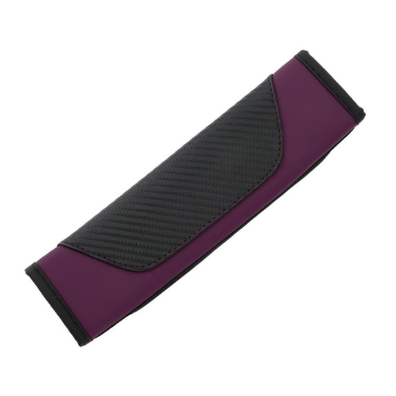 Unique Bargains Carbon Fiber Pattern Faux Leather Car Seat Belt Covers Shoulder Pad 6.5x23cm Black Purple