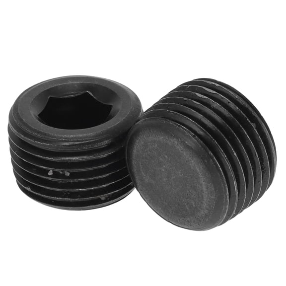 Unique Bargains Carbon Steel Brass Pipe Fittings 1/2"NPT Hexagon socket plug 14mm Length 2 Pcs