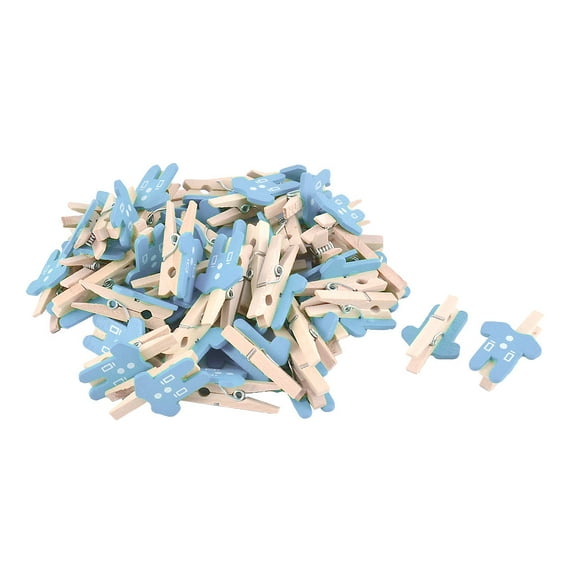 Unique Bargains Card Photo Clothes Shape Clothespin Spring Pegs Wooden Clip Blue 50pcs