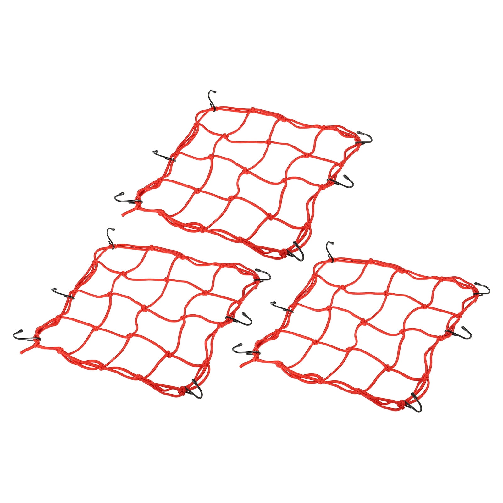 Unique Bargains Cargo Net High Elastic Motorcycle Luggage Straps with 6 Hooks Bicycle Red 11.8"x11.8"
