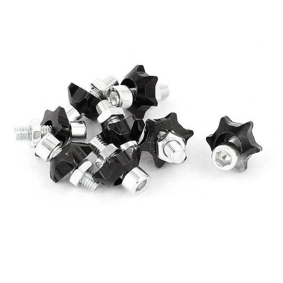 Unique Bargains Cars Motorcycle License Plate Bolts Screws Caps Decor Black 8Pcs