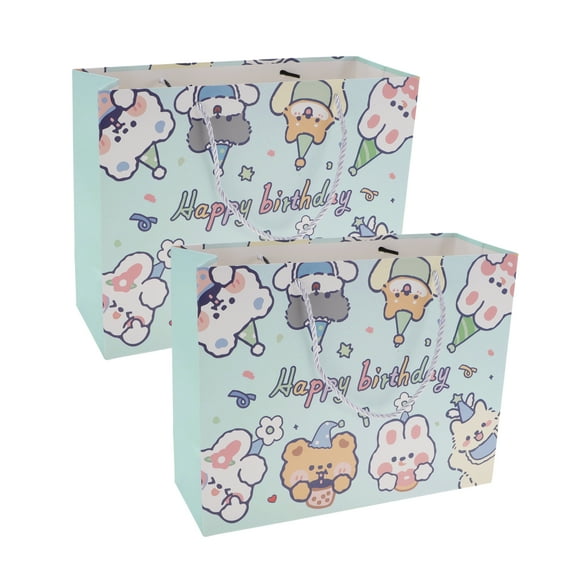 Unique Bargains Cartoon Animal Gift Bags 2Pcs Blue