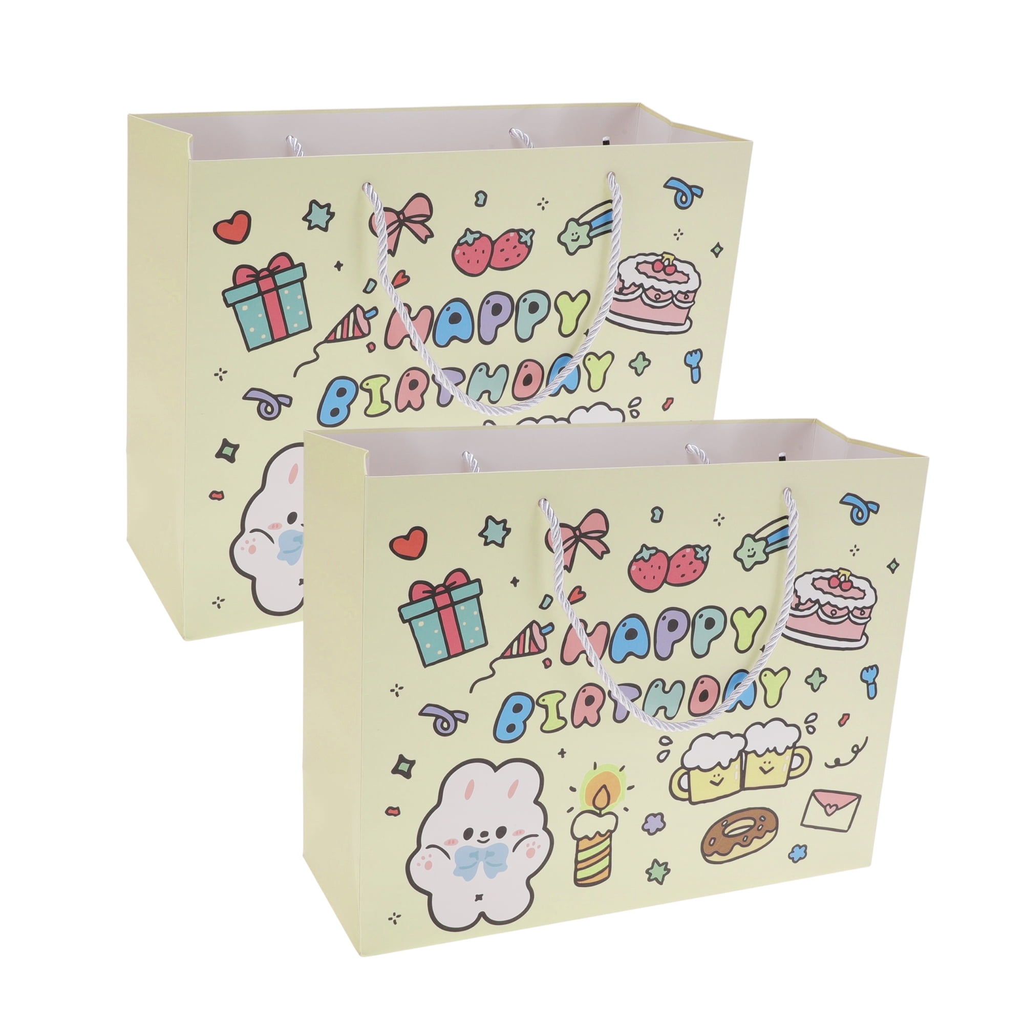 Unique Bargains Cartoon Animal Gift Bags 2Pcs Yellow