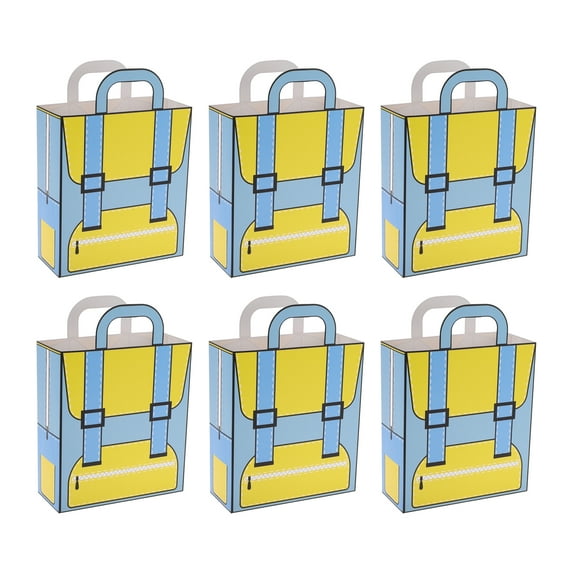 Unique Bargains Cartoon Backpack Shape Gift Bags 6 Pcs Blue