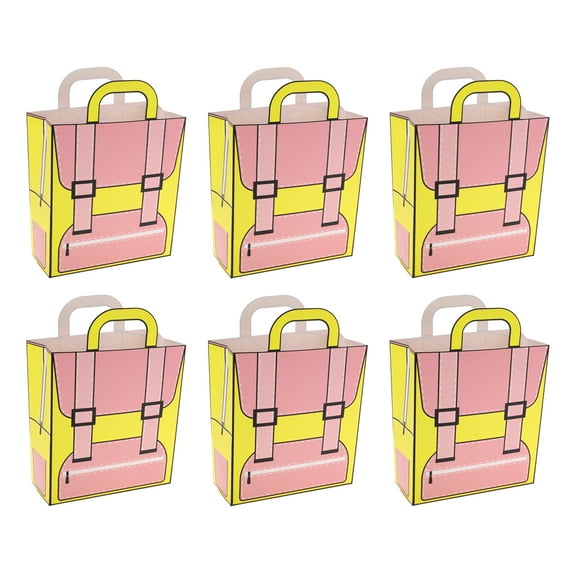 Unique Bargains Cartoon Backpack Shape Gift Bags 6 Pcs Pink