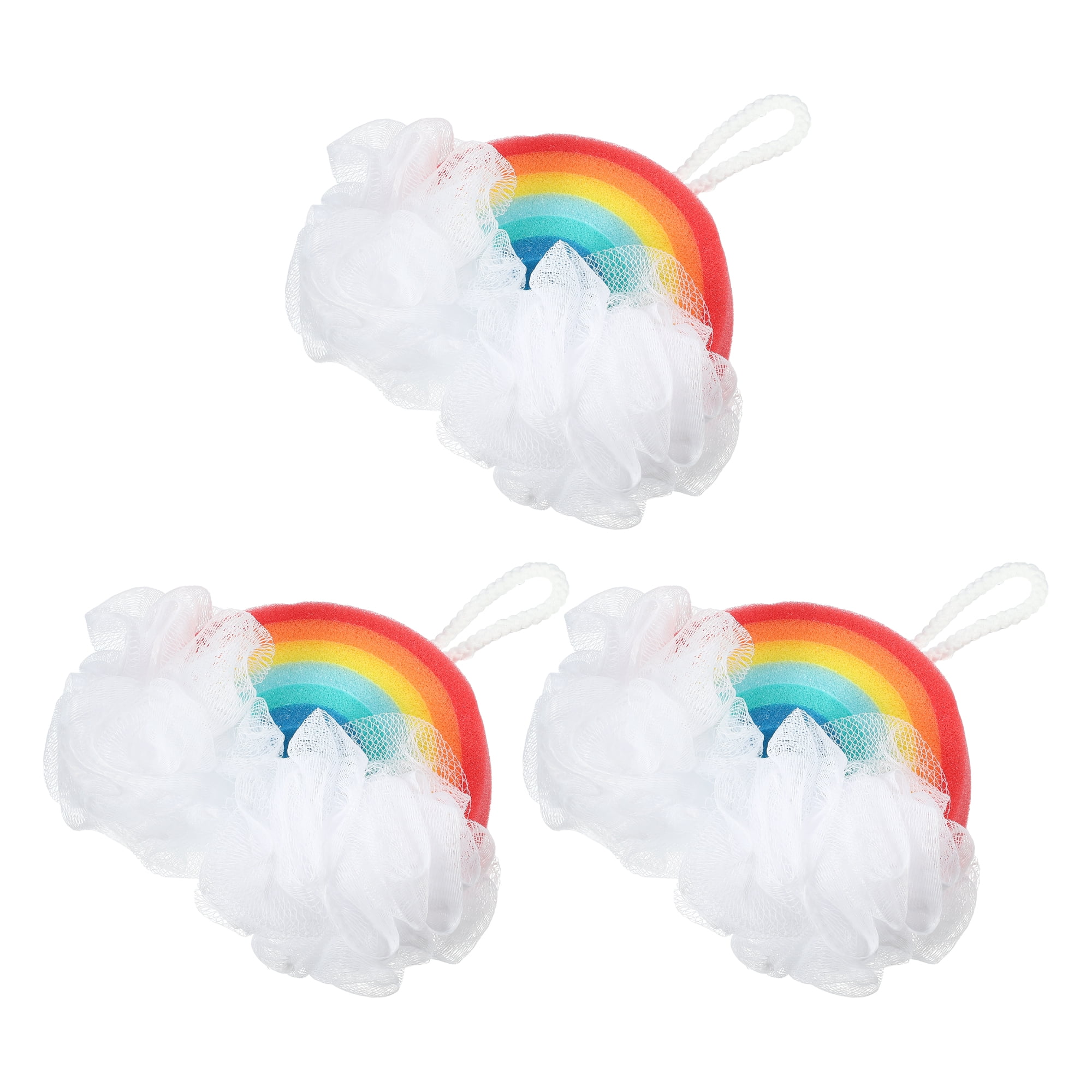 Unique Bargains Cartoon Bath Loofah Sponge 8.86"x5.12"x3.74" Assorted Color 3 Pcs