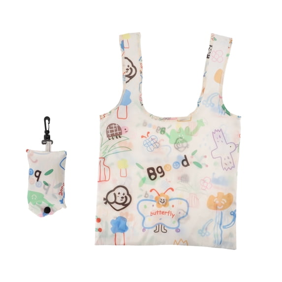Unique Bargains Cartoon Butterfly Shoulder Bag Travel Recycle Shopping Bag Multicolor 1 Set