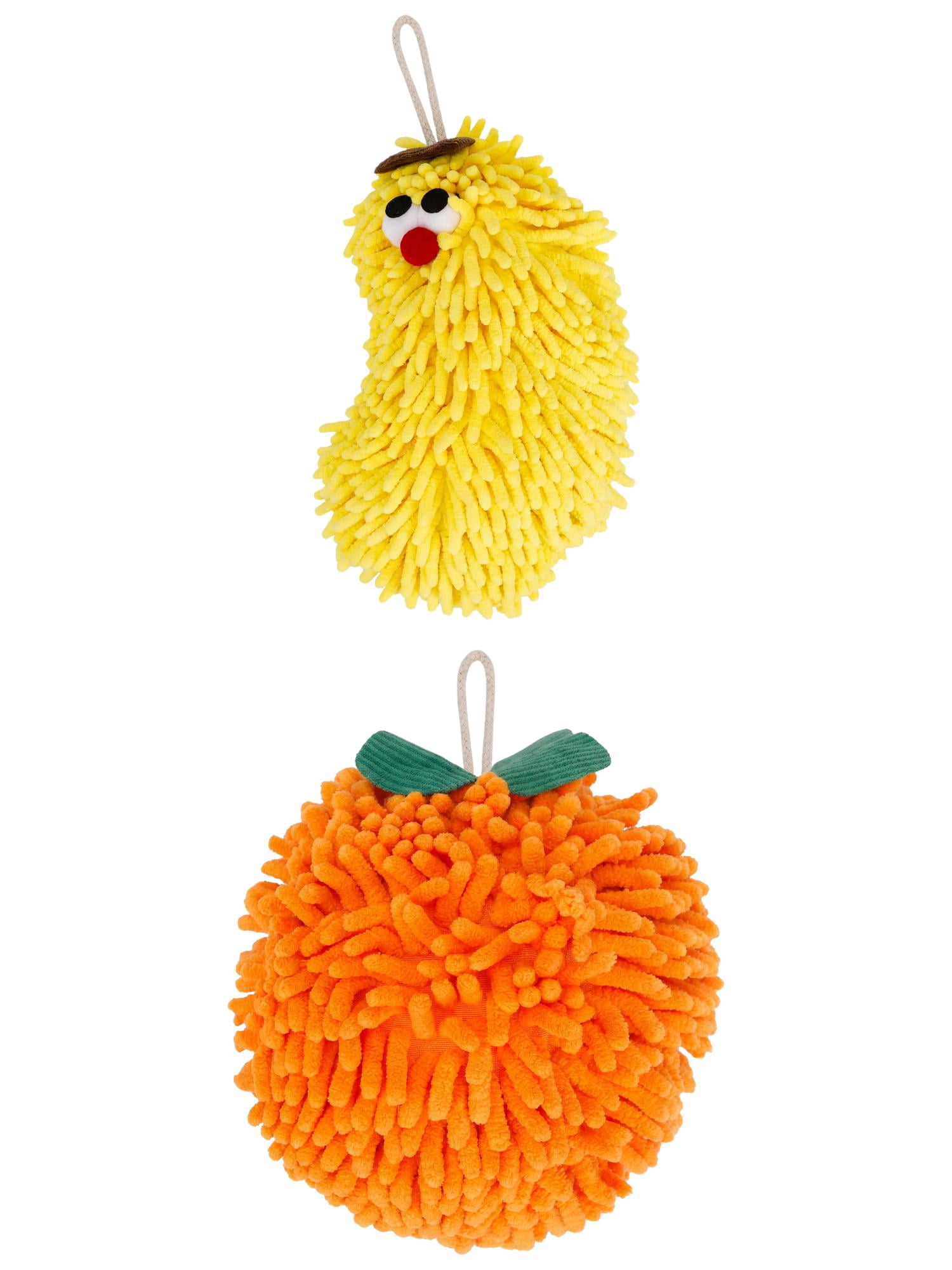 Unique Bargains Cartoon Chenille Hand Towels for Bathroom Yellow/Orange ...