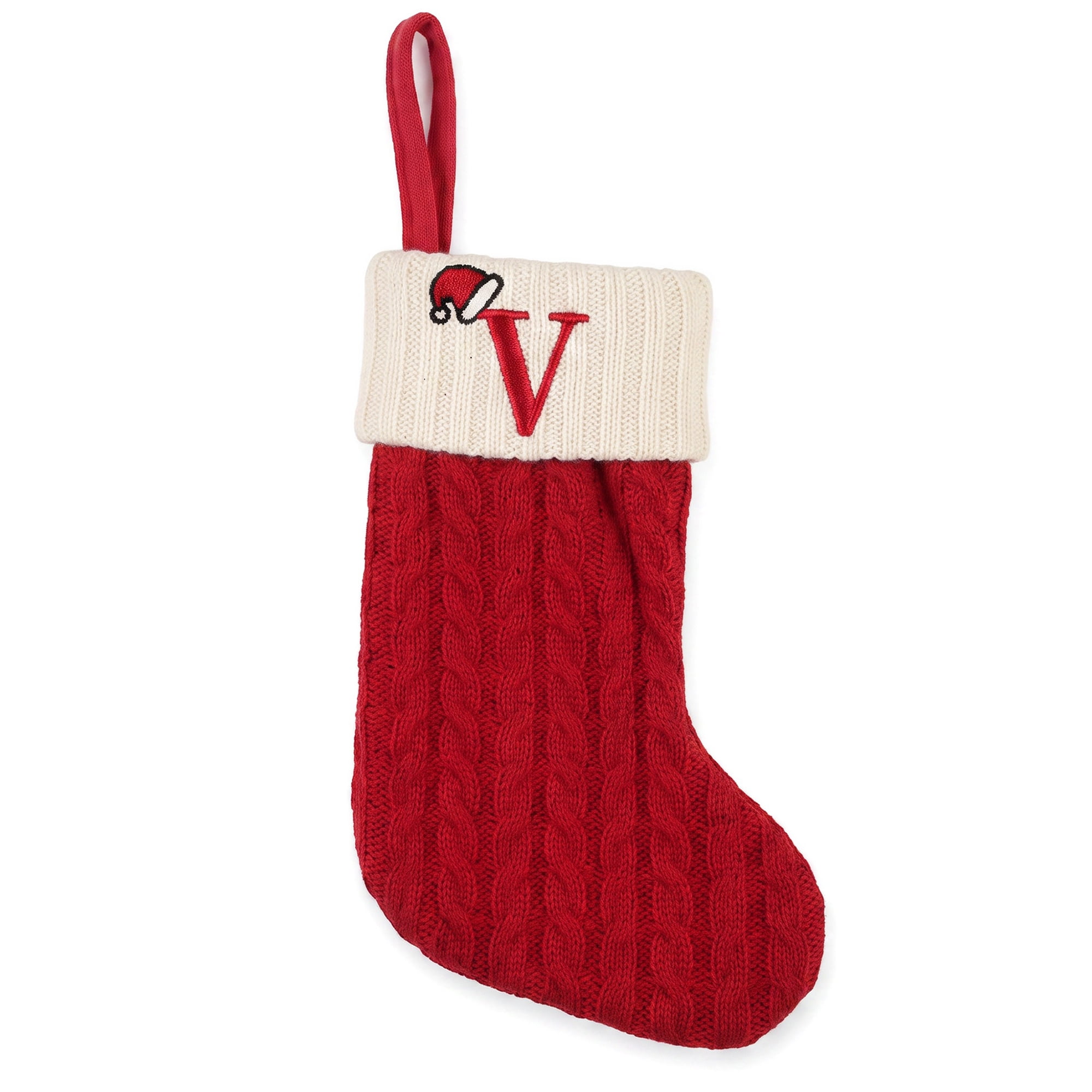 Unique Bargains Cartoon Christmas Luxury Grand Hearth Accent Stocking Letter V 8"