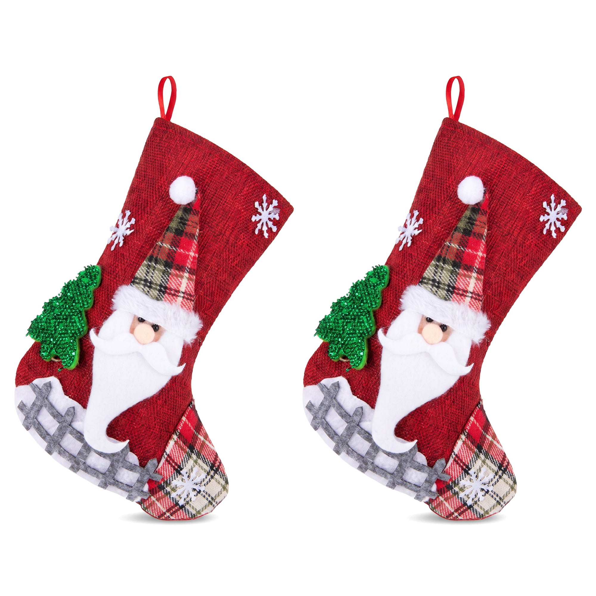 Unique Bargains Cartoon Christmas Stockings Assorted Garland Accents Red Old Man 8"