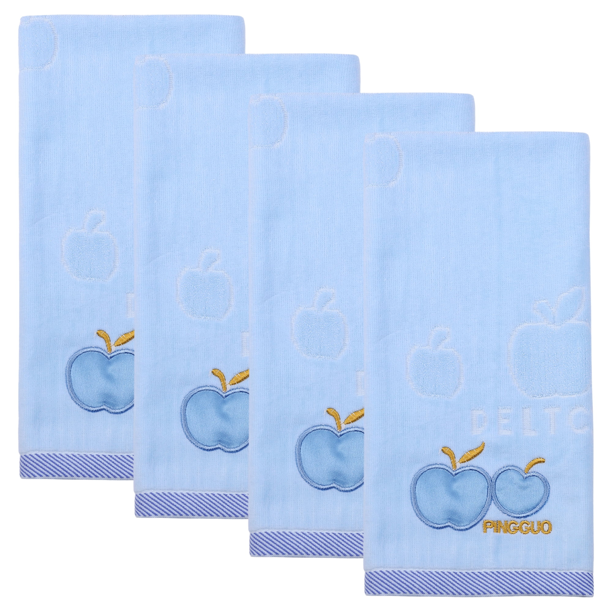 Unique Bargains Cartoon Embroidered 29" x 13" Soft Absorbent Hand Towels Blue 4pk