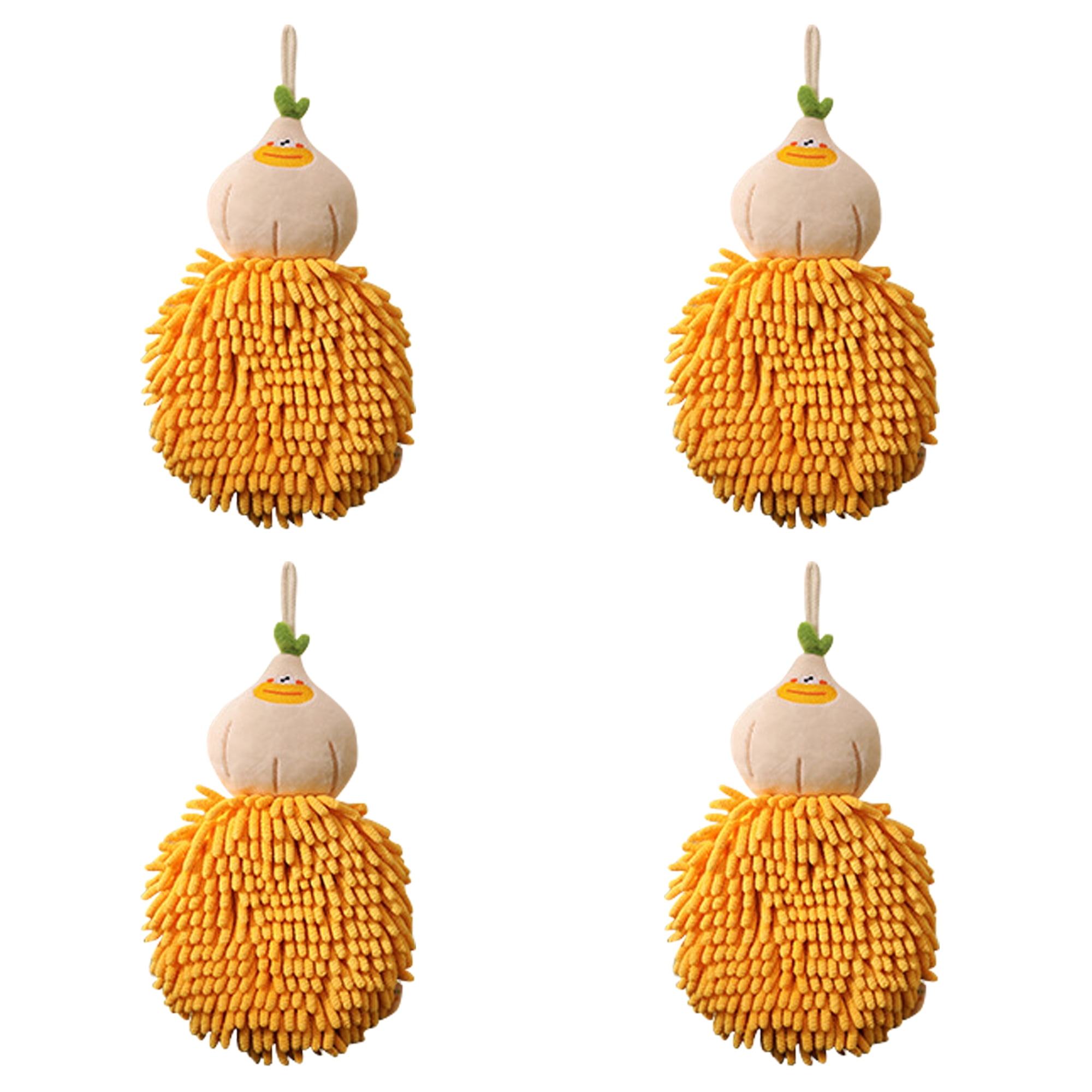Unique Bargains Cartoon Fuzzy Ball Hand Towels Quick Dry Orange 4-Piece