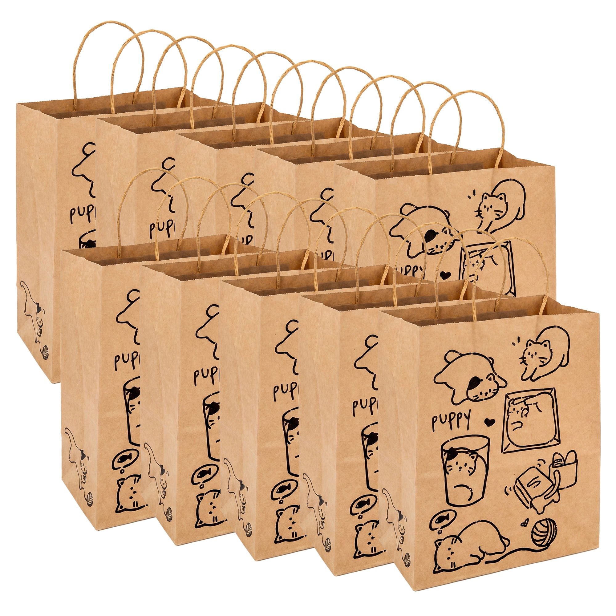 Unique Bargains Cartoon Gift Bags with Handles for Occasions Cat 8.3" x 4.3" x 10.6"