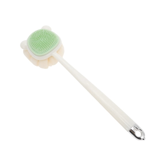 Unique Bargains Cartoon Long Handle Double-sided Bath Brush 1 Pc White