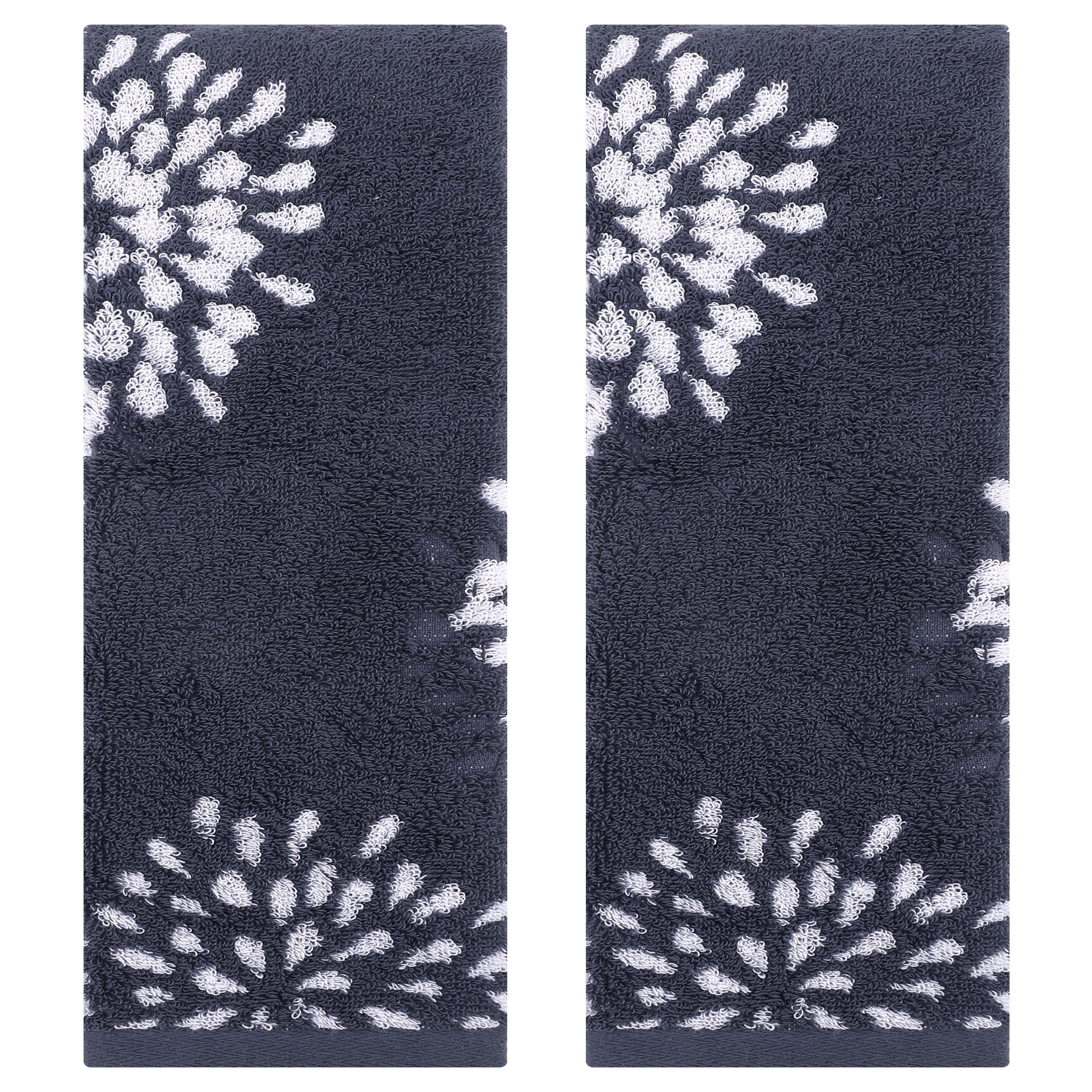 Unique Bargains Cartoon Pattern Cotton Hand Towels for Bathroom Blue 2-Piece