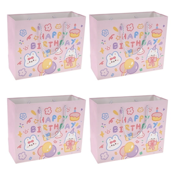 Unique Bargains Cartoon Rabbit Gift Bags Set of 4 Pink