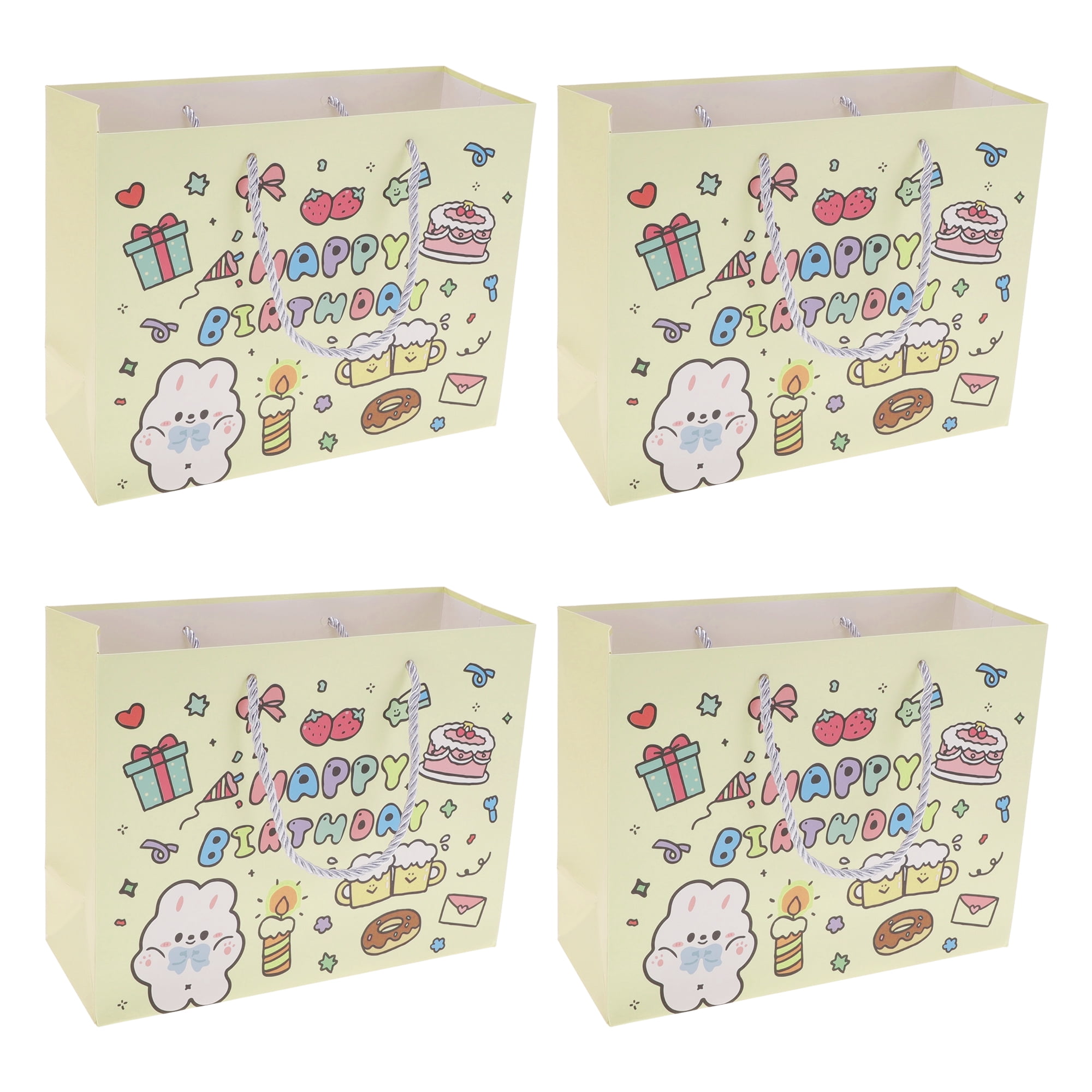 Unique Bargains Cartoon Rabbit Gift Bags Set of 4 Yellow
