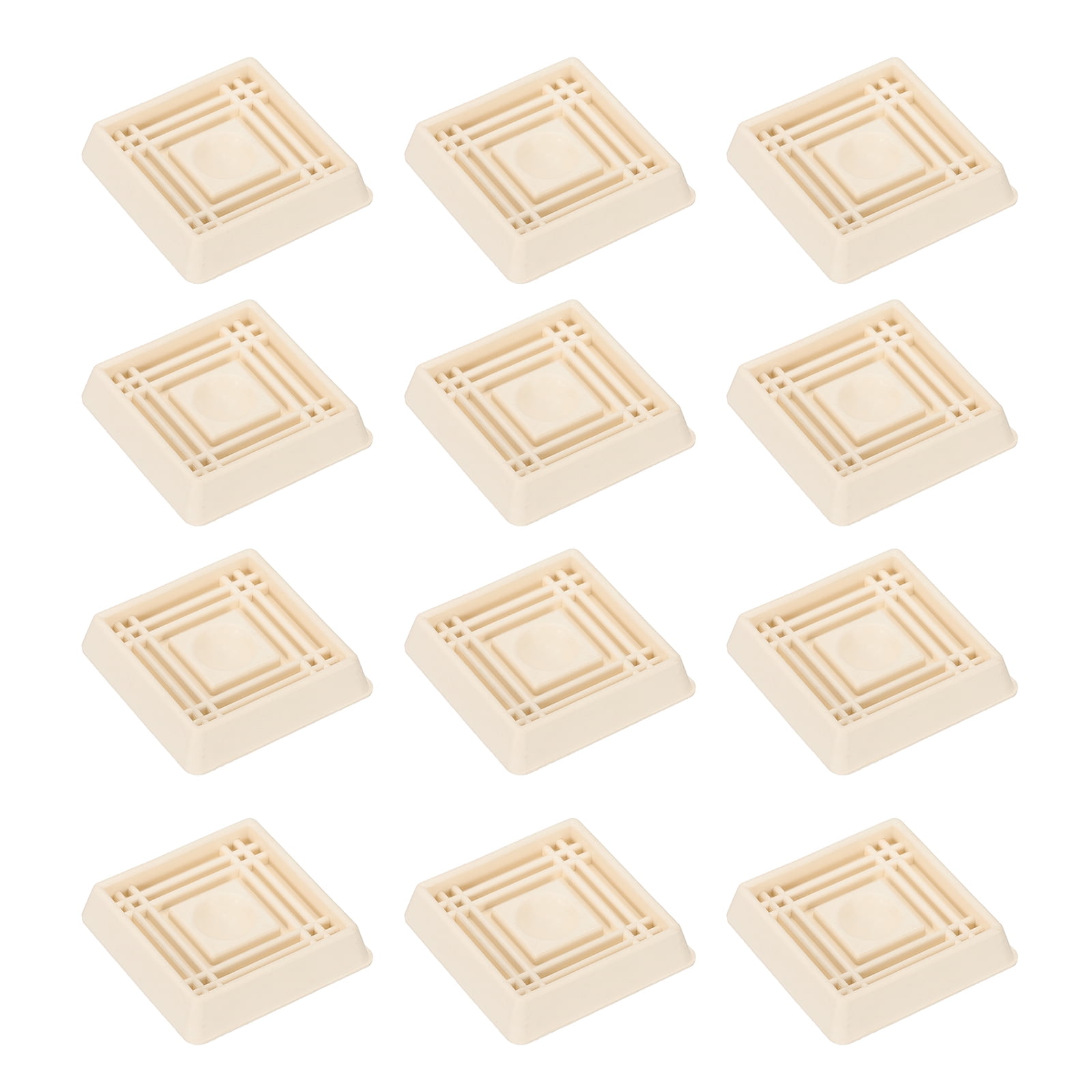 Unique Bargains Caster Cups Square Furniture Feet Floor Stopper Pad 1.5"x1.5" White