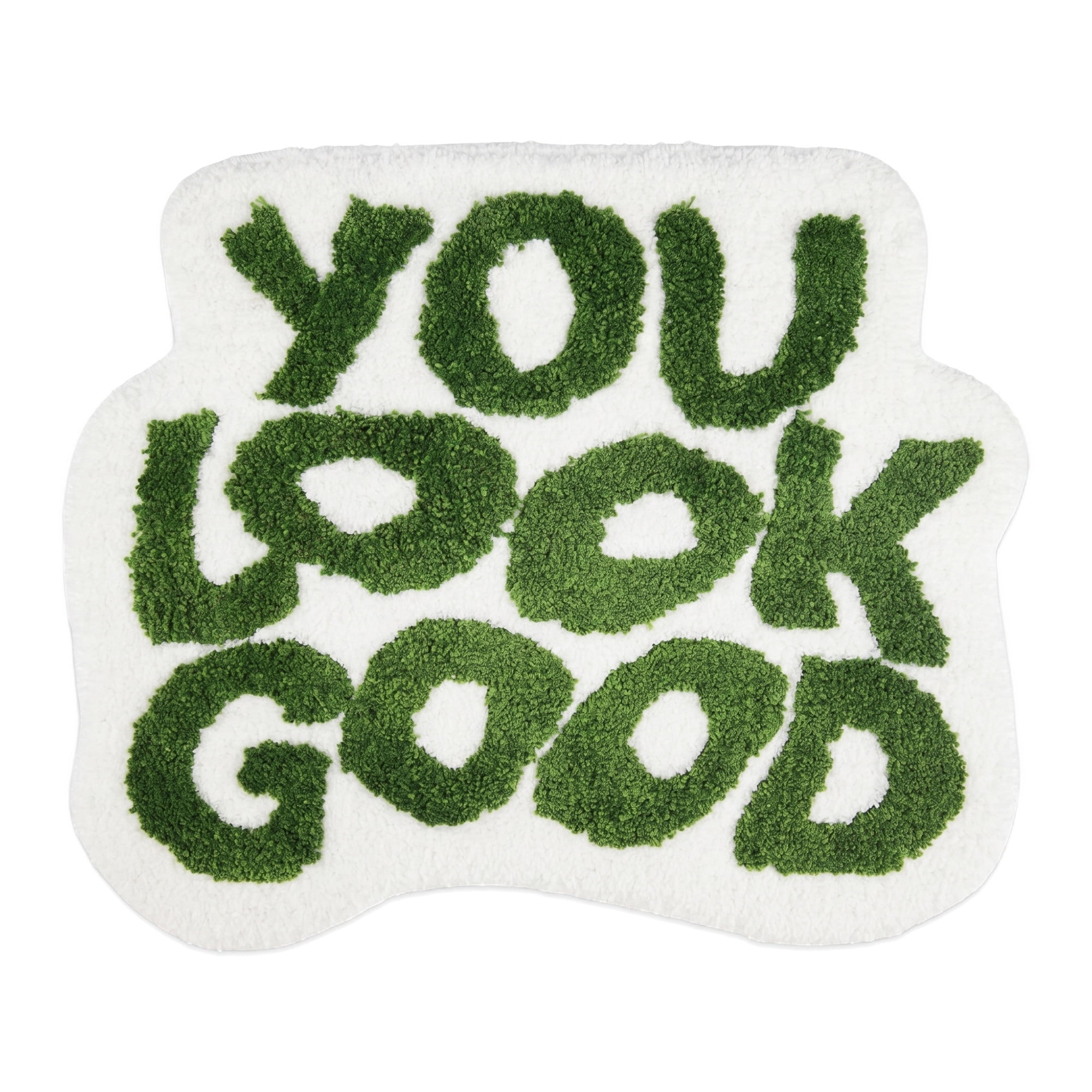 Unique Bargains Cat Aesthetic Irregular Shaped Absorbent Bath Mat Dark Green 25" x 21"
