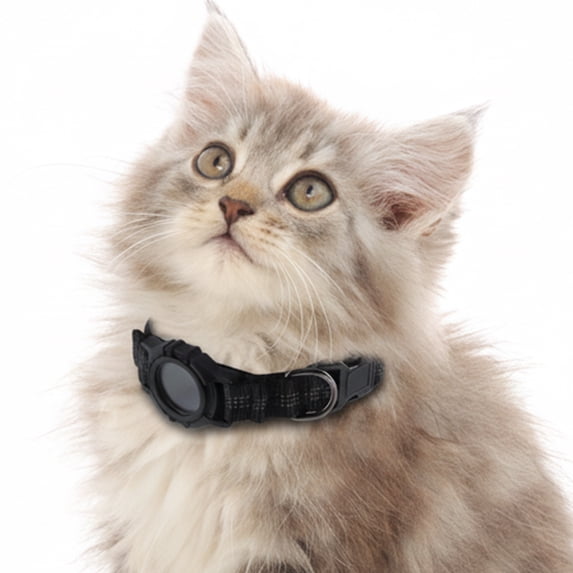 Unique Bargains Cat Collar for Airtag Adjustable Cat Locator Collar Designed for Air Tag Lightweight Scratch Resistant for Cats Kitten Black 1 Pc
