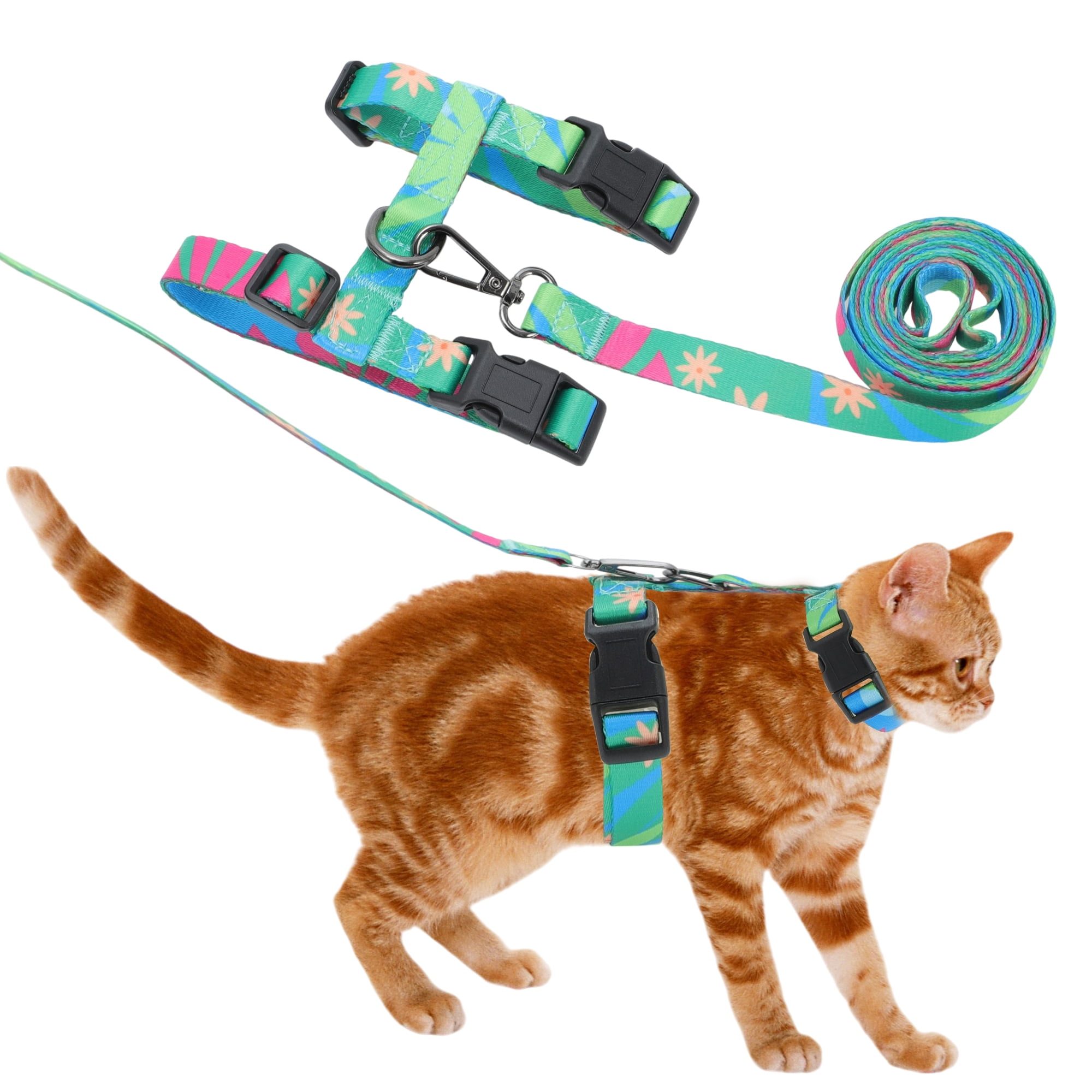 Unique Bargains Cat Harness and Leash Set Escape Proof for Cats Green