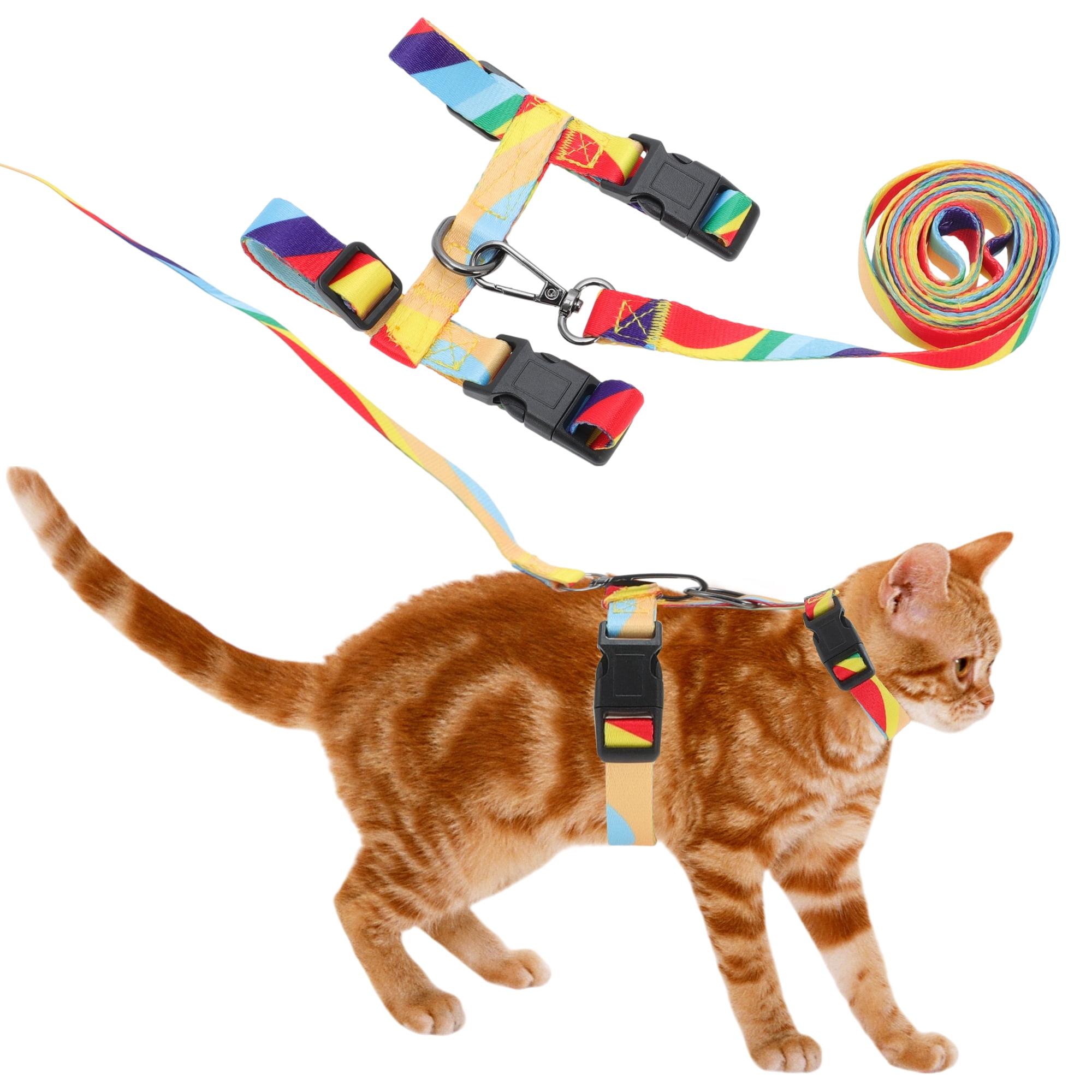 Unique Bargains Cat Harness and Leash Set Escape Proof for Cats Orange
