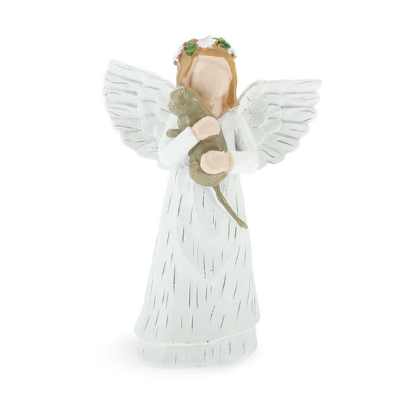 Unique Bargains Cat Memorial Gifts for Loss of Cat Pet Loss Sympathy Gift Hand-Painted Angel Cat Figurine Remembrance Keepsake for Cat Lovers White 1 Pc