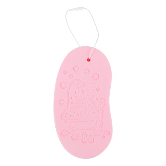 Unique Bargains Cat Pattern Bath Sponge Body Scrubber 1 Pc Pink
