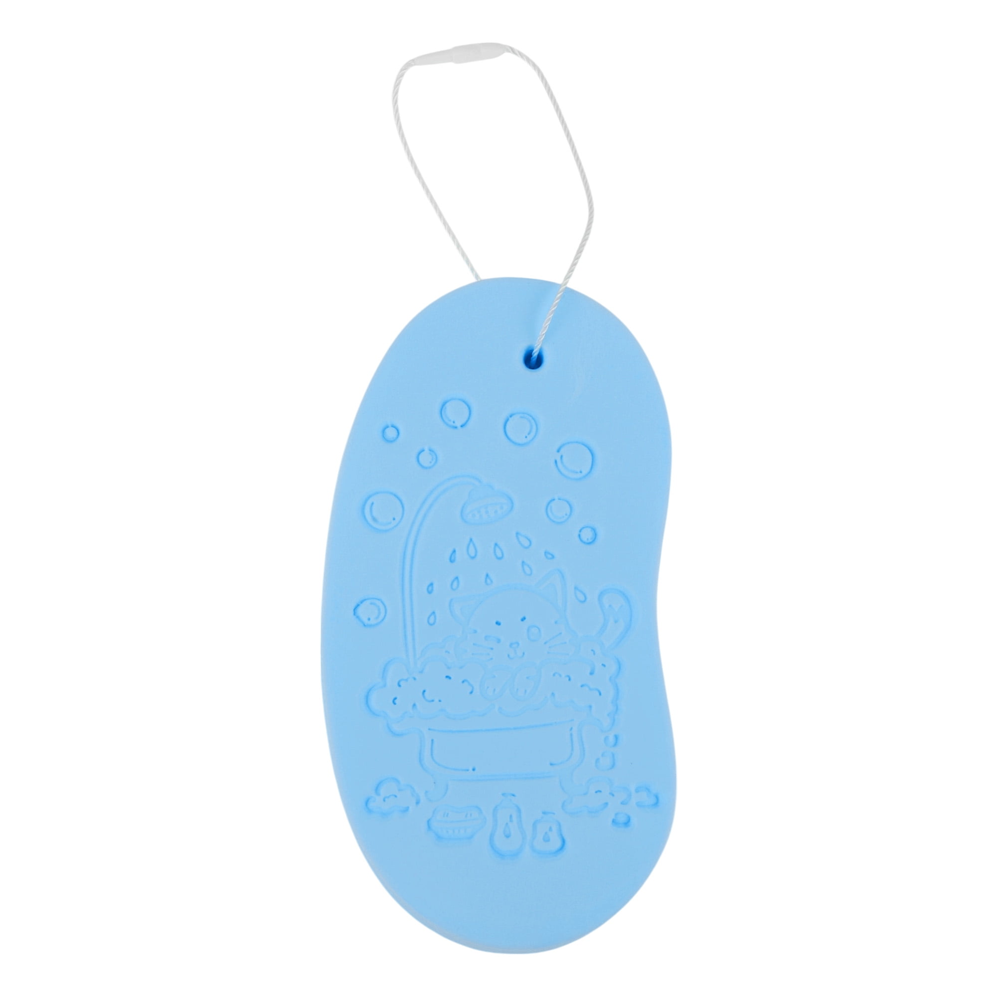 Unique Bargains Cat Pattern Bath Sponge Body Scrubber 1 Pc Sky Blue