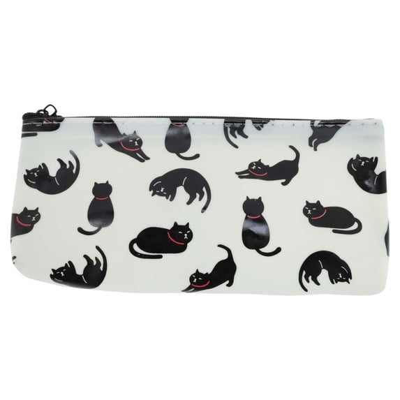 Unique Bargains Cat-Pattern Spacious Zippered Bag White