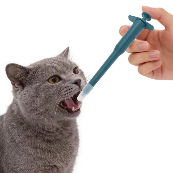 Unique Bargains Cat Pill Shooter Pet Piller Gun with Two Silicone Tips Blue