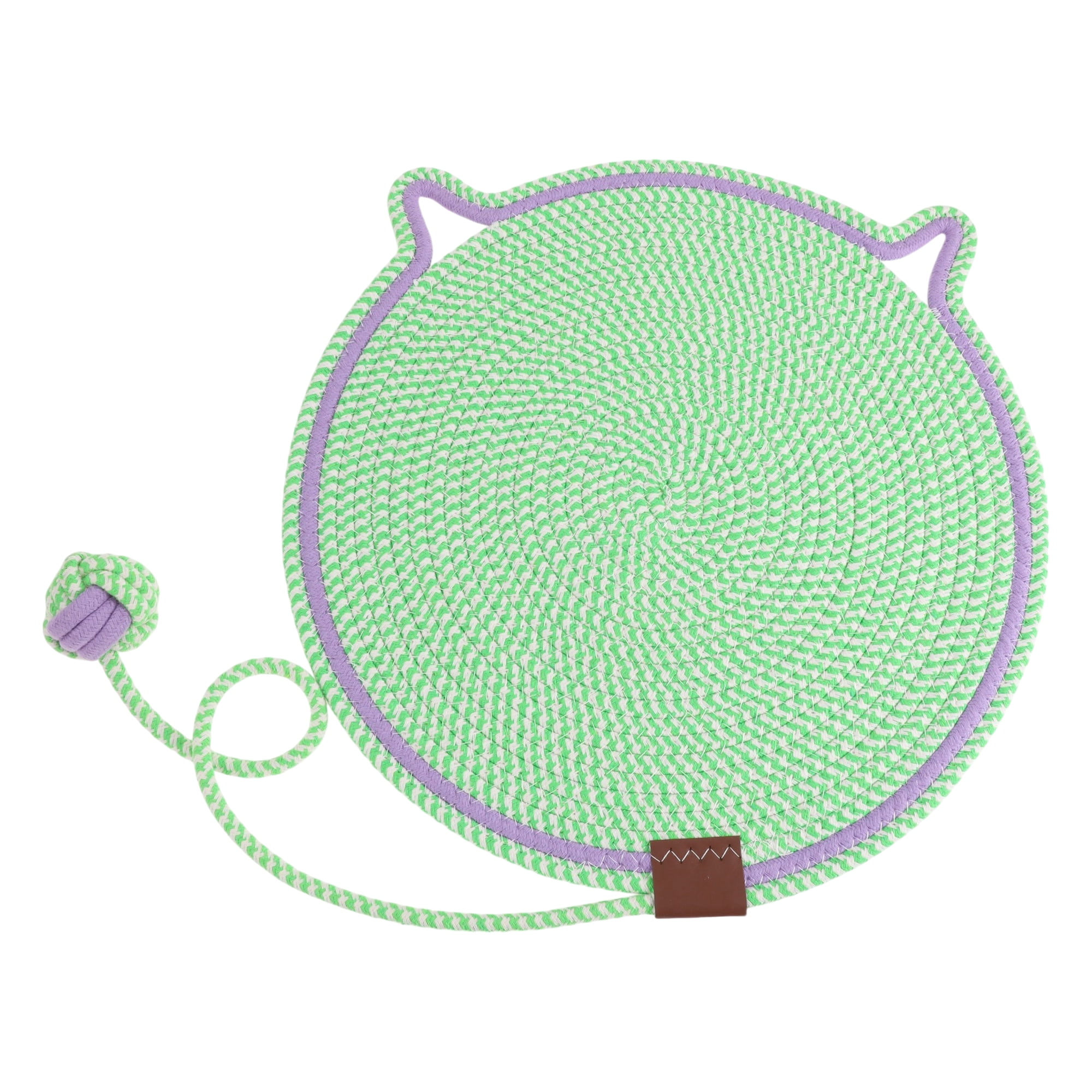 Unique Bargains Cat Scratcher Mat with A Cat Ball Cotton Rope Green [16.54"]