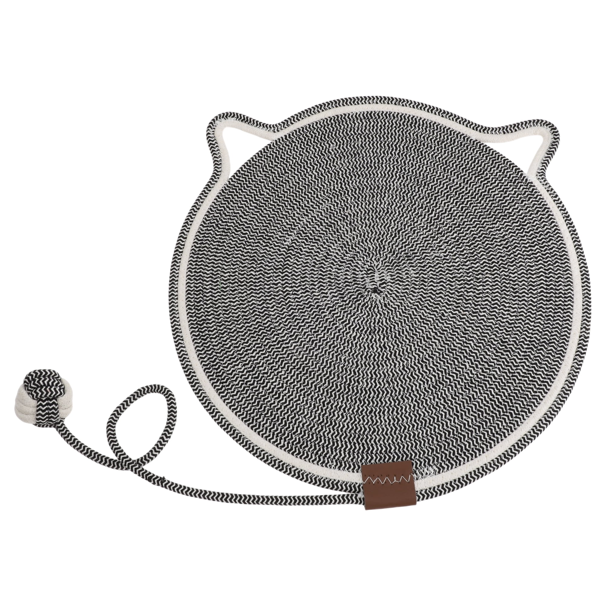 Unique Bargains Cat Scratcher Mat with A Cat Ball Cotton Rope Grey [16.54"]