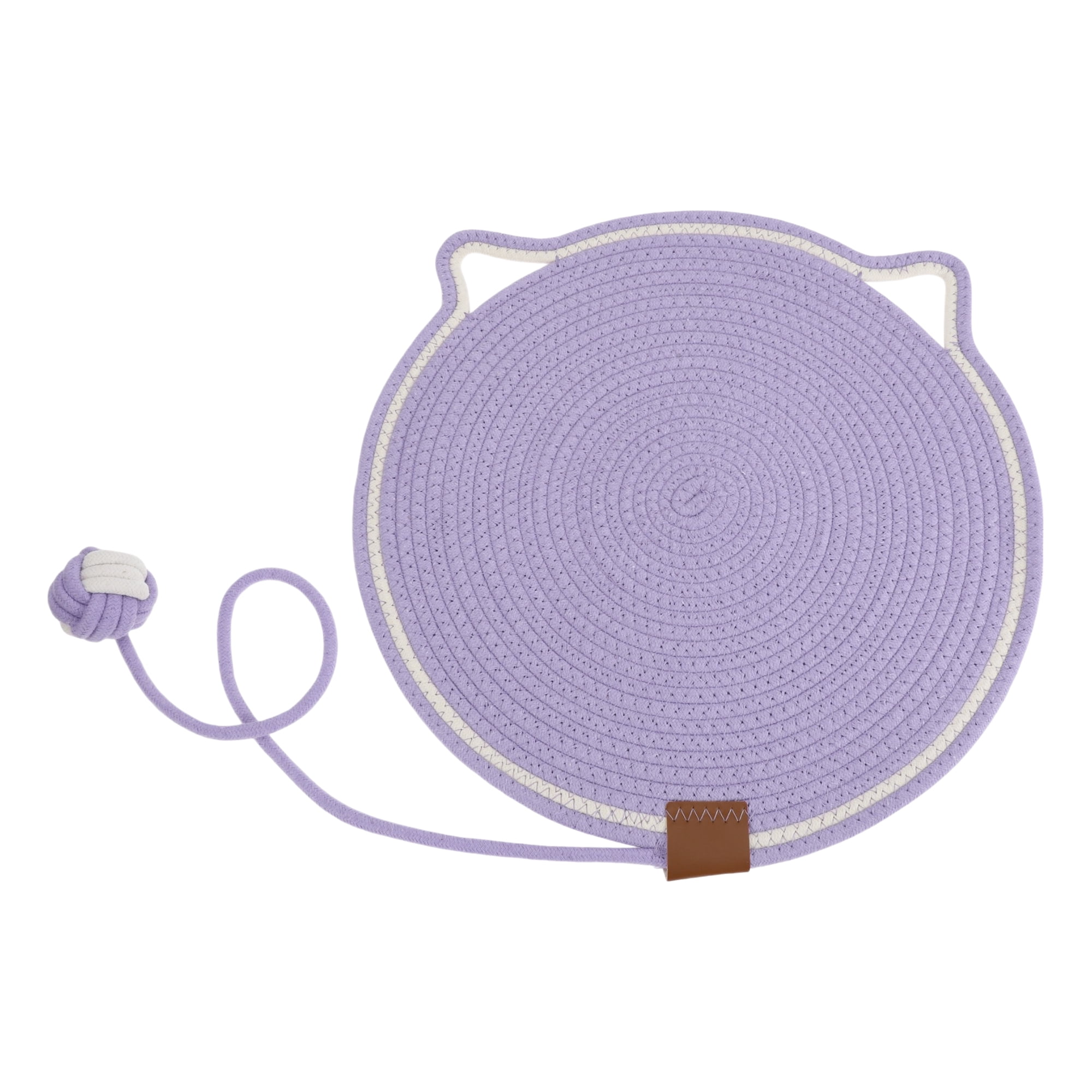 Unique Bargains Cat Scratcher Mat with A Cat Ball Cotton Rope Purple [16.54"]