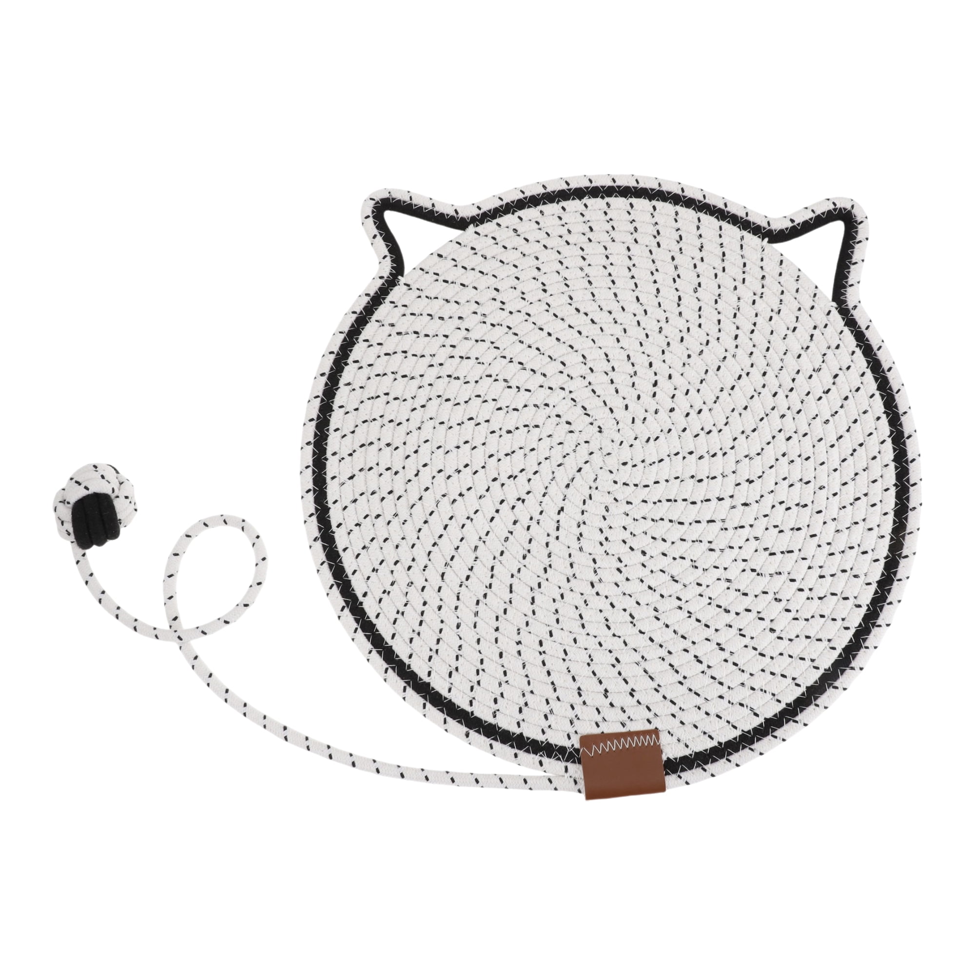 Unique Bargains Cat Scratcher Mat with A Cat Ball Cotton Rope White [16.54"]