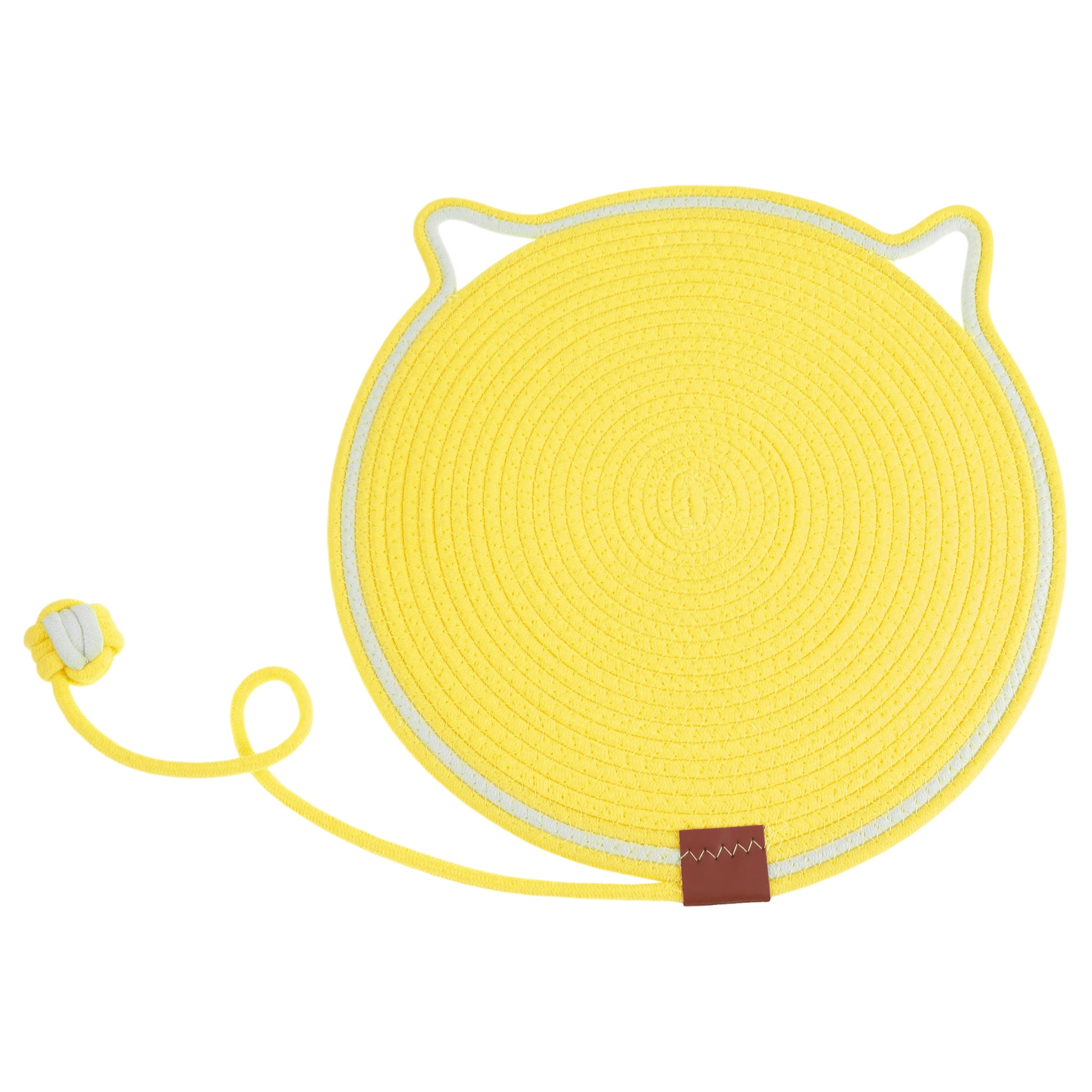 Unique Bargains Cat Scratcher Mat with A Cat Ball Cotton Rope Yellow [19.69"]