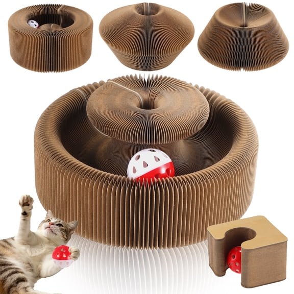 Unique Bargains Cat Scratching Pads Square Magic Organ Interactive Cat Toy Reversible Cat Scratch Furniture Protector Brown